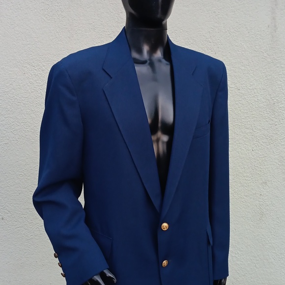 JOHN L. BLAIR MEN'S CLASSIC PURE WOOL LUXURY BLAZER W/GOLD BUTTON ACCENTS (USA) - Picture 3 of 17